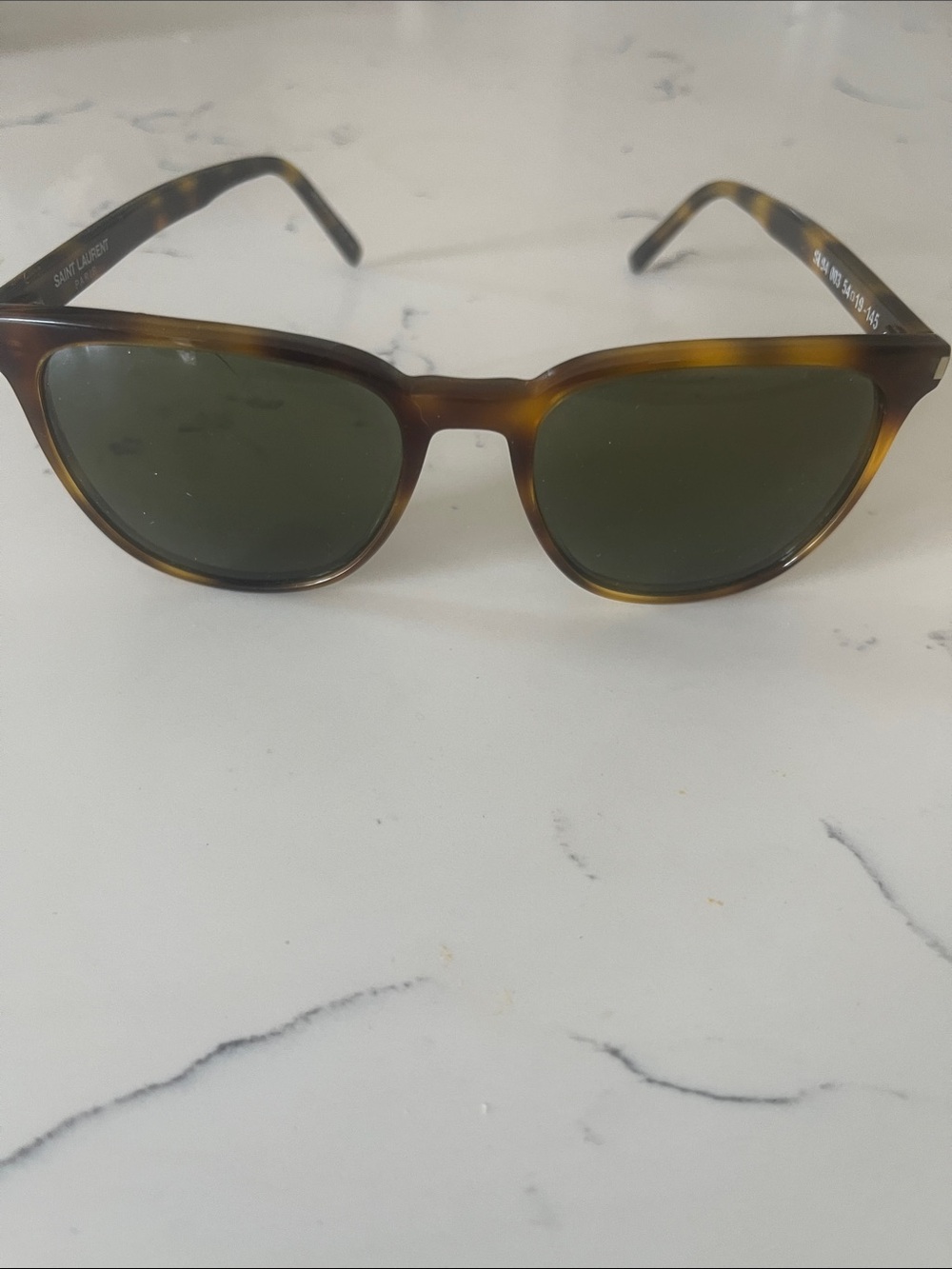 Saint Laurent Women's Tortoiseshell Sunglasses with Green Lenses - Picture 2 of 6